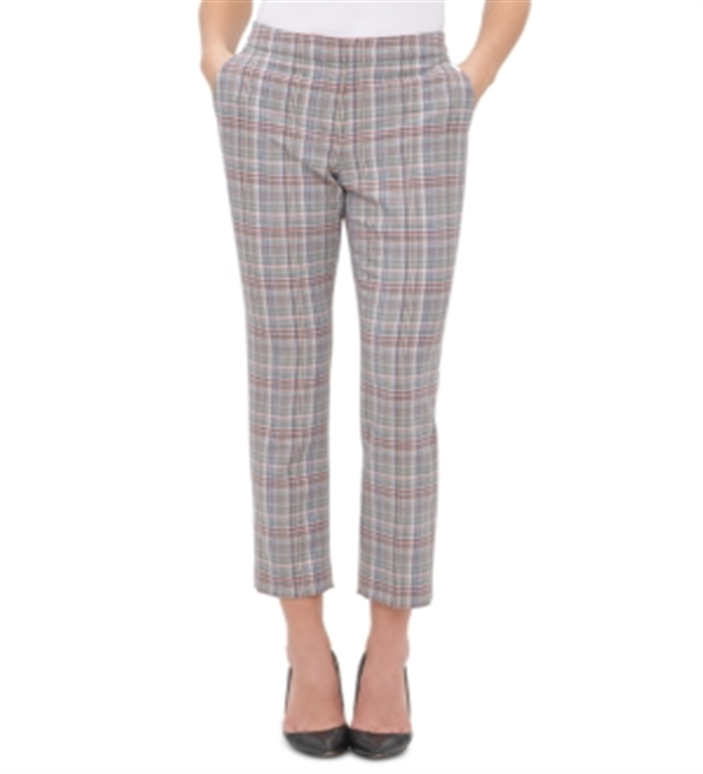 Calça social feminina Tommy Hilfiger Scarlet Glen Plaid reta marrom tamanho 14
