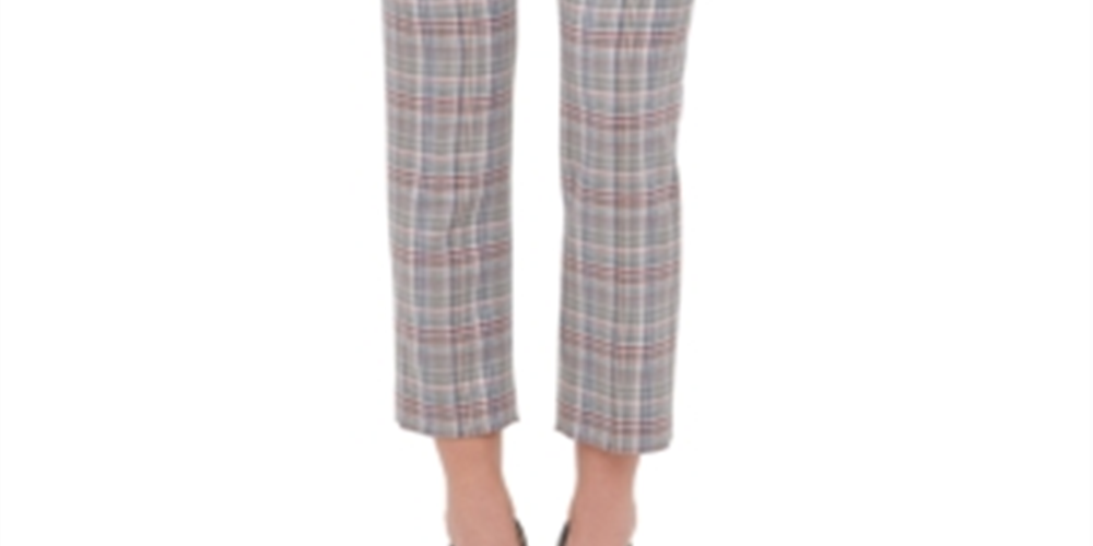 Calça social feminina Tommy Hilfiger Scarlet Glen Plaid reta marrom tamanho 14