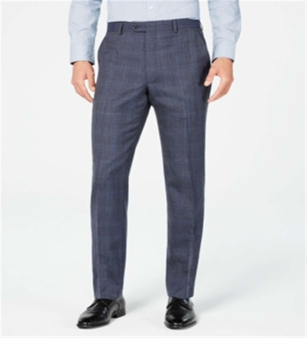 Terno masculino Michael Kors Tattersall Classic Fit, azul, tamanho 33x30