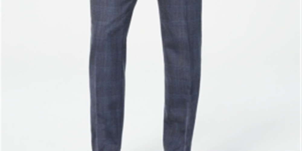 Terno masculino Michael Kors Tattersall Classic Fit, azul, tamanho 33x30