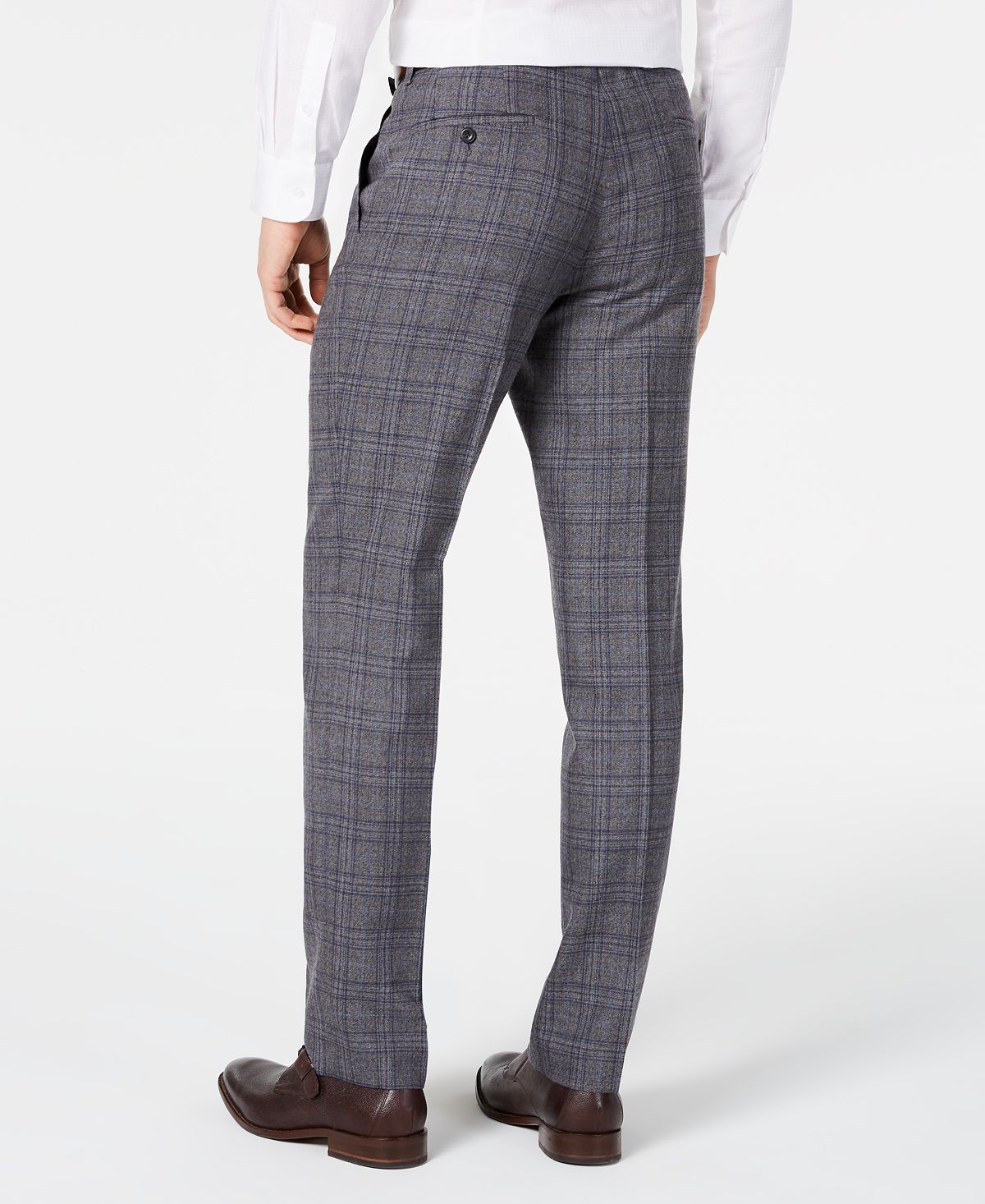 Calça masculina Michael Kors Windowpane Plaid Classic Fit cinza tamanho 36x34