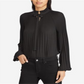 Blusa plissada com amarração no pescoço feminina Ralph Lauren, preta, tamanho XX-G