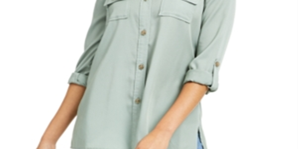 Camisa utilitária feminina Charter Club, verde, tamanho pequeno