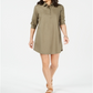 Vestido curto de algodão feminino Karen Scott, verde, tamanho pequeno