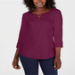 Blusa feminina Karen Scott de algodão com acabamento cruzado, roxa, tamanho P