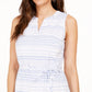 Vestido feminino sem mangas com decote dividido e listras de algodão estilo &amp; co, azul, tamanho extragrande