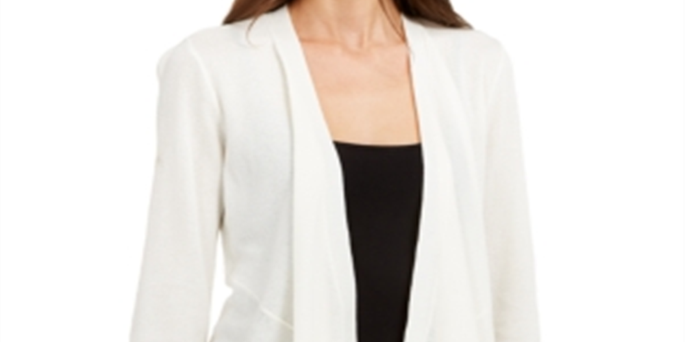 Cardigan feminino Alfani com frente aberta e drapeado, tamanho extragrande