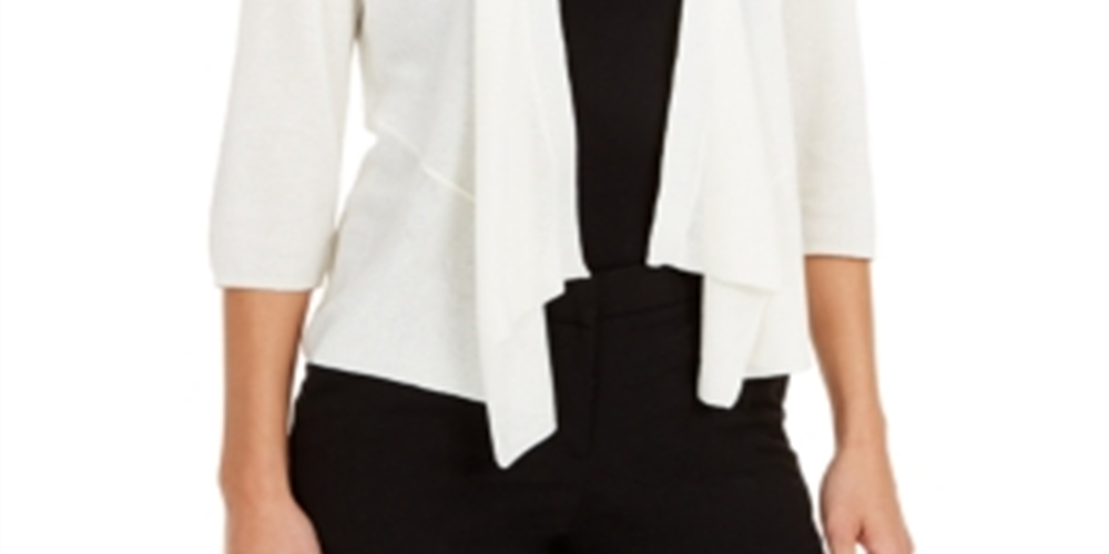 Cardigan feminino Alfani com frente aberta e drapeado, tamanho extragrande