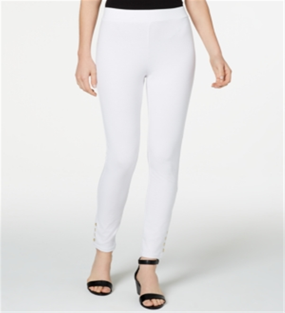 Legging feminina com tachas JM Collection, branca, tamanho X-G