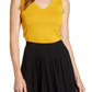 Anne Klein Top Feminino Regata Gola V Dupla Mangas Amarelo Tamanho Médio