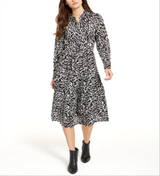 Vestido Alfani Feminino Estampado Fit &amp; Flare Preto Tamanho 8