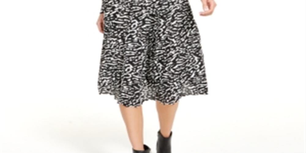 Vestido Alfani Feminino Estampado Fit &amp; Flare Preto Tamanho 8