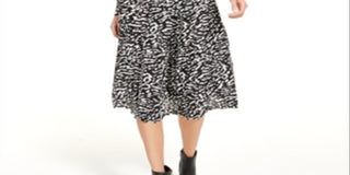 Vestido Alfani Feminino Estampado Fit &amp; Flare Preto Tamanho 8