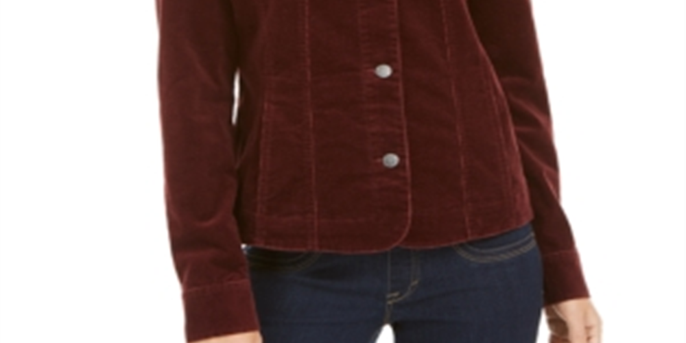 Jaqueta de veludo cotelê feminina Charter Club vermelha tamanho pequeno P/M