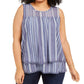 Blusa listrada plus size sem mangas estilo &amp; co feminina azul tamanho 3X