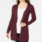Cardigan feminino longo de malha com abertura frontal Maison Jules, cor vinho rubi, tamanho XXS