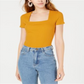 Body feminino Bar III com decote quadrado, amarelo, tamanho extragrande