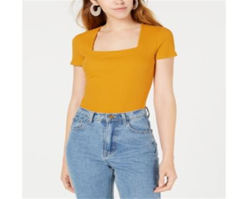 Body feminino Bar III com decote quadrado, amarelo, tamanho extragrande