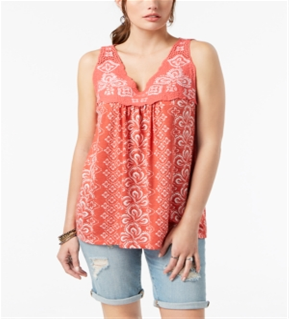 Blusa feminina bordada sem mangas Style &amp; Co, vermelha, tamanho grande