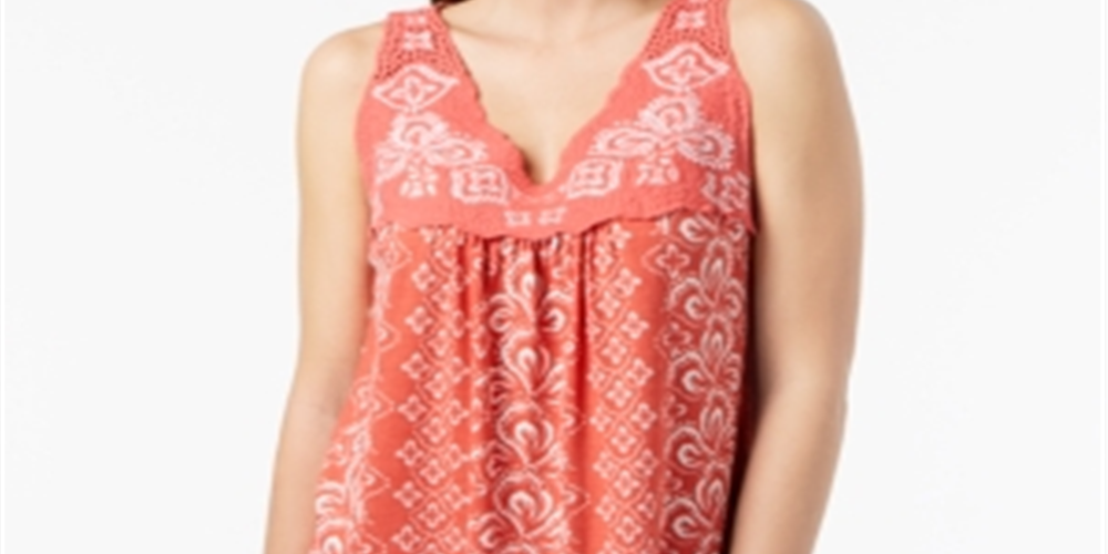 Blusa feminina bordada sem mangas Style &amp; Co, vermelha, tamanho grande