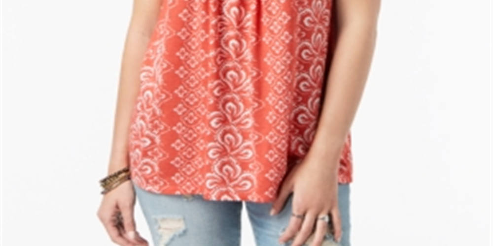 Blusa feminina bordada sem mangas Style &amp; Co, vermelha, tamanho grande