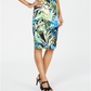 Saia lápis estampada Thalia Sodi Scuba com estampa de palmeira verde tamanho XS