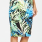 Saia lápis estampada Thalia Sodi Scuba com estampa de palmeira verde tamanho XS
