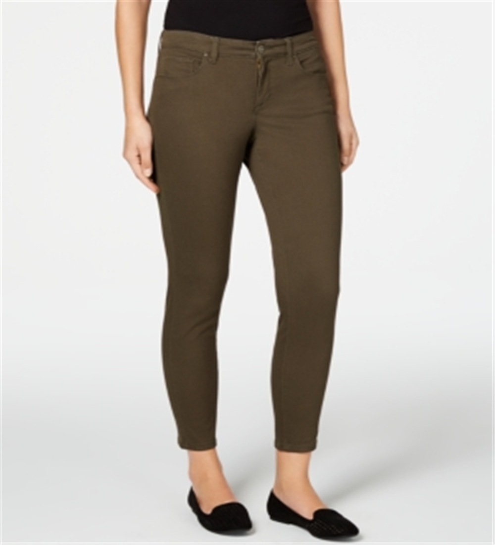 Calça jeans skinny com controle de barriga e ajuste curvilíneo feminino Style &amp; Co, verde, tamanho 12, pequena