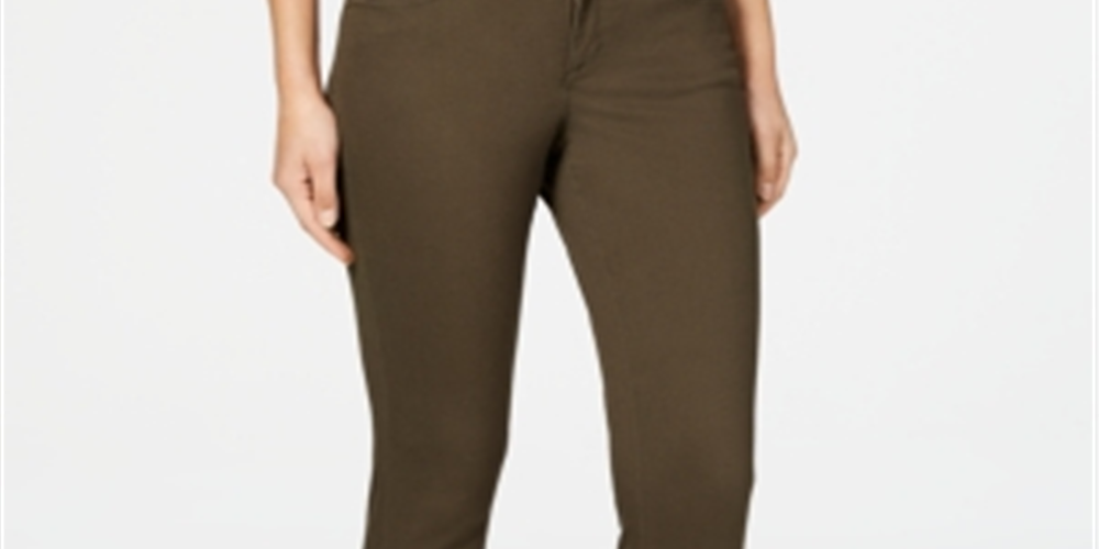 Calça jeans skinny com controle de barriga e ajuste curvilíneo feminino Style &amp; Co, verde, tamanho 12, pequena