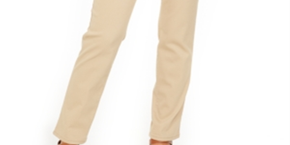 Calça jeans feminina estilo &amp; co com controle de barriga e perna reta, marrom, tamanho 4 P