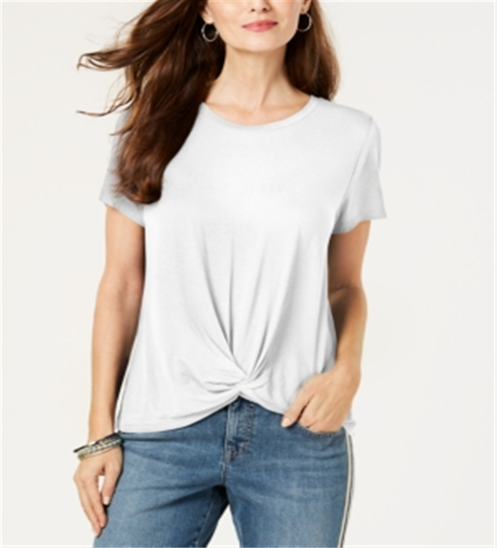 Top feminino com frente torcida estilo &amp; co, branco, tamanho pequeno