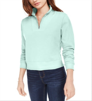 Blusa de manga comprida com zíper de um quarto Love Fire Junior, verde, tamanho grande