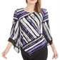 Blusa Alfani Feminina Estampada com Bainha Pontuda e Listras Roxas Tamanho XG