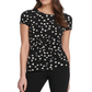 Top DKNY Feminino com Estampa de Bolinhas e Nó Lateral, Preto, Tamanho Grande