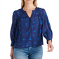 Blusa popover Sophie da Lucky Brand feminina, azul, tamanho pequeno