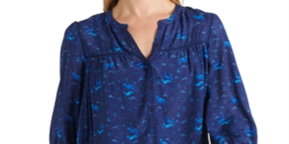 Blusa popover Sophie da Lucky Brand feminina, azul, tamanho pequeno