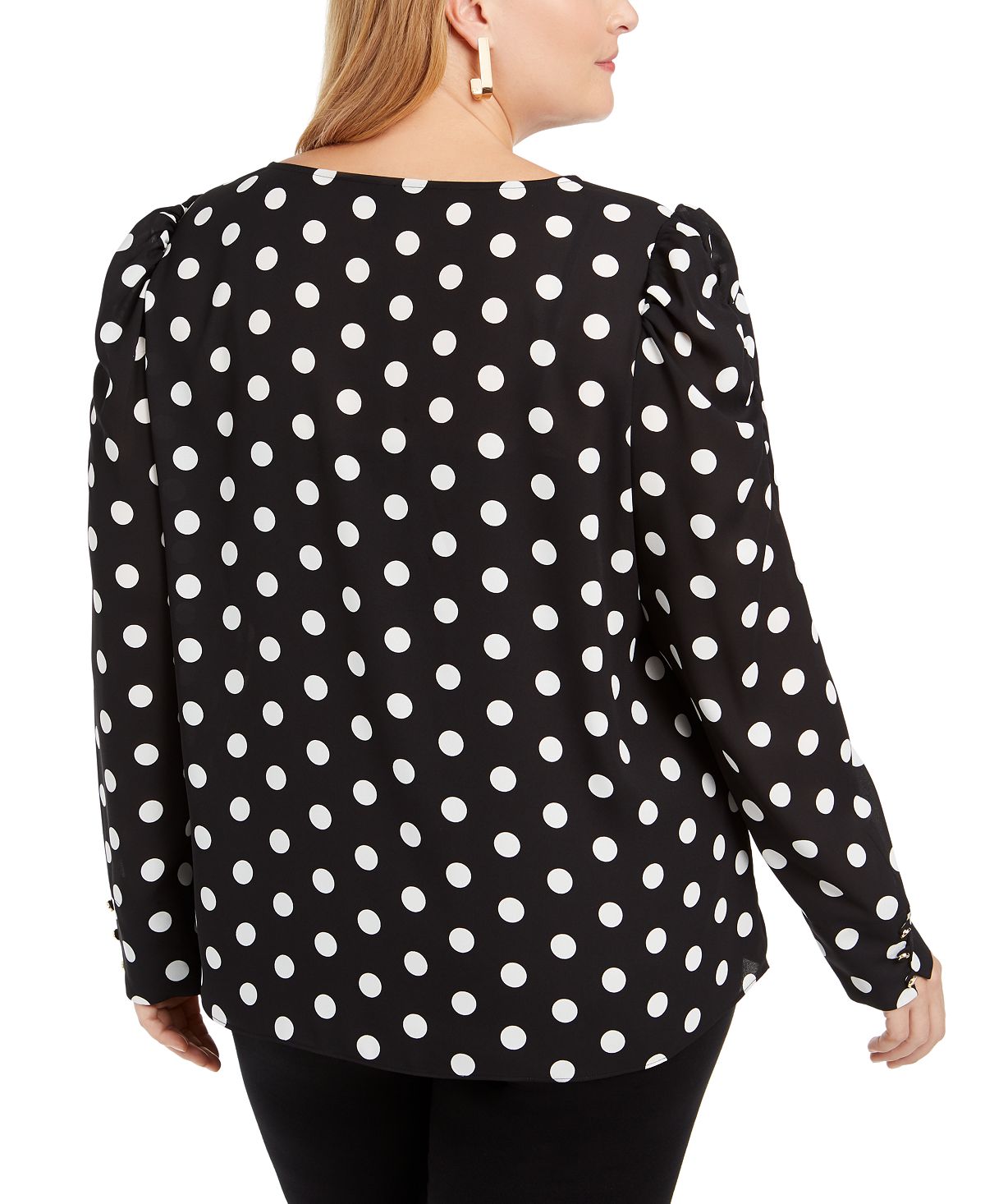 Blusa feminina Alfani Plus com bolinhas, preta, tamanho 0X
