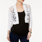 Calvin Klein Cardigan Feminino Manga Longa Aberto Crop Top Branco Tamanho PS
