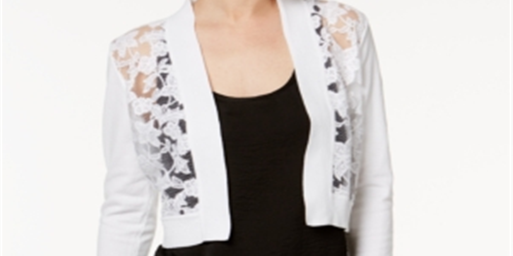 Calvin Klein Cardigan Feminino Manga Longa Aberto Crop Top Branco Tamanho PS