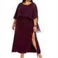 Vestido capelete de chiffon enfeitado feminino Adrianna Papell, tamanho vinho, 22W