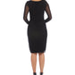 Vestido de coquetel feminino Karen Kane, manga comprida, decote redondo, comprimento até o joelho, preto, tamanho extragrande