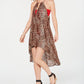 Vestido casual feminino com estampa animal MIDI Hi Lo da INC International Concepts, marrom, tamanho OS