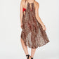 Vestido casual feminino com estampa animal MIDI Hi Lo da INC International Concepts, marrom, tamanho OS