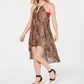 Vestido casual feminino com estampa animal MIDI Hi Lo da INC International Concepts, marrom, tamanho OS