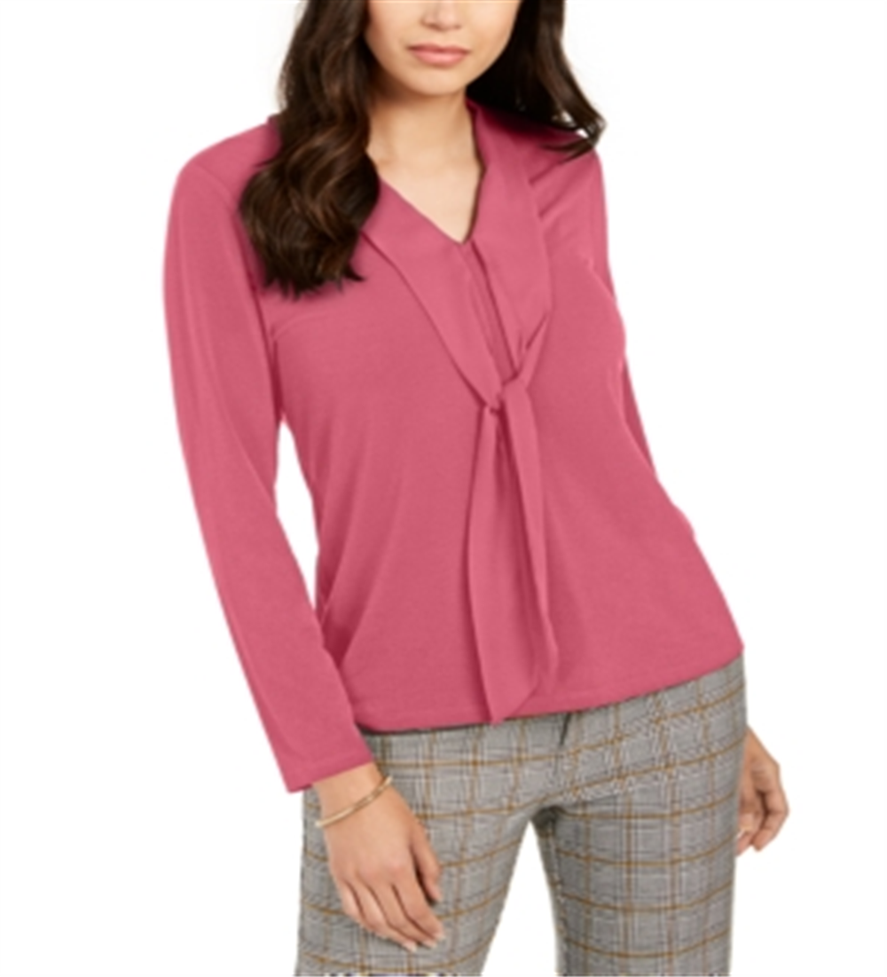 Charter Club Top feminino com amarração em tecido rosa tamanho XX-G