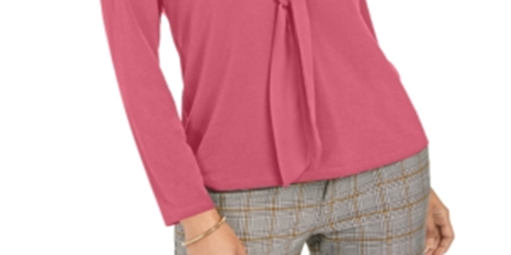 Charter Club Top feminino com amarração em tecido rosa tamanho XX-G