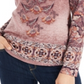 Blusa feminina de malha estampada, manga comprida, decote redondo, roxa, tamanho XXL