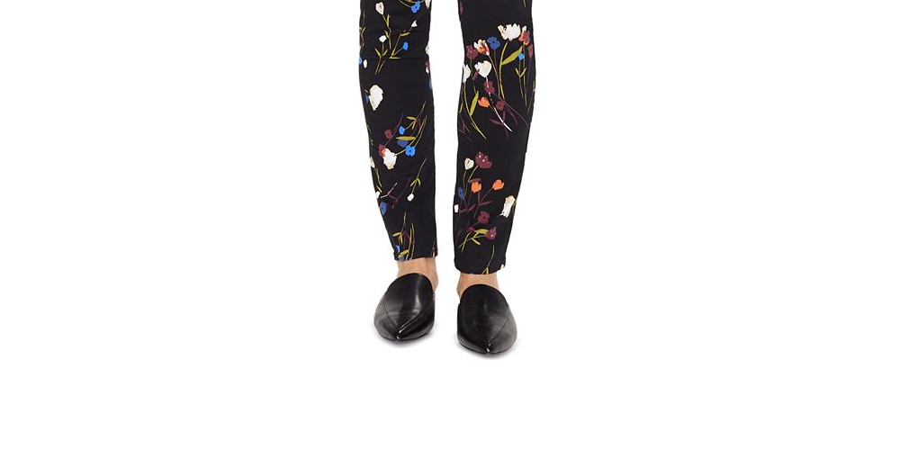 Calça jeans feminina NYDJ com estampa animal, perna reta, preta, tamanho 6