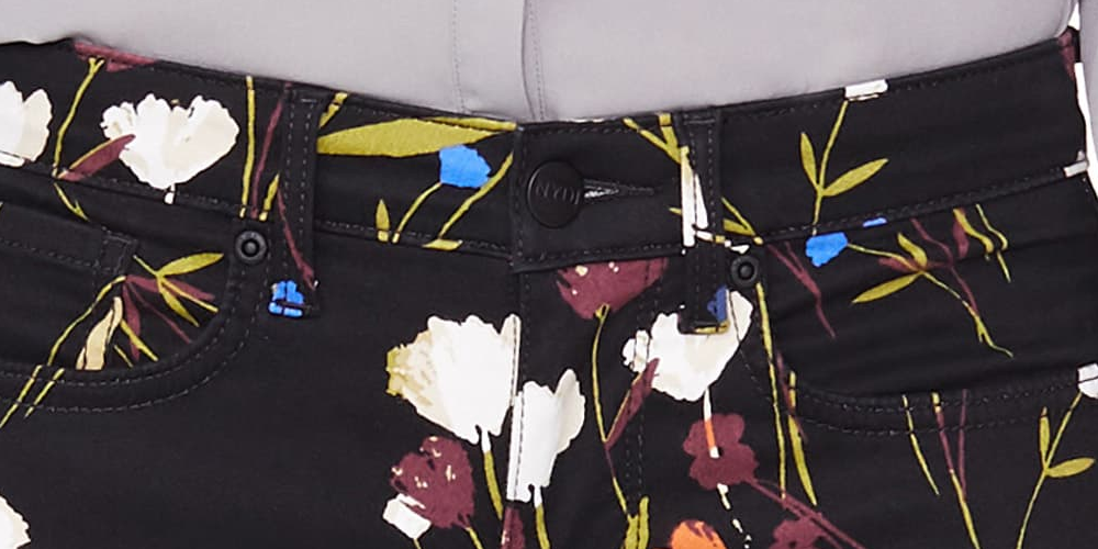 Calça jeans feminina NYDJ com estampa animal, perna reta, preta, tamanho 6