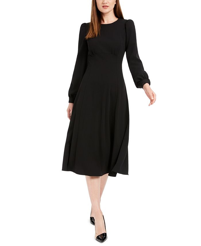 Vestido MIDI Calvin Klein Feminino Manga Bufante Preto Tamanho 12